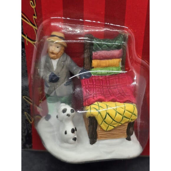 Vtg Caldor Share the Joy Village Accessorie Blanket Salesman With Spotted Dog 3" - Picture 4 of 7